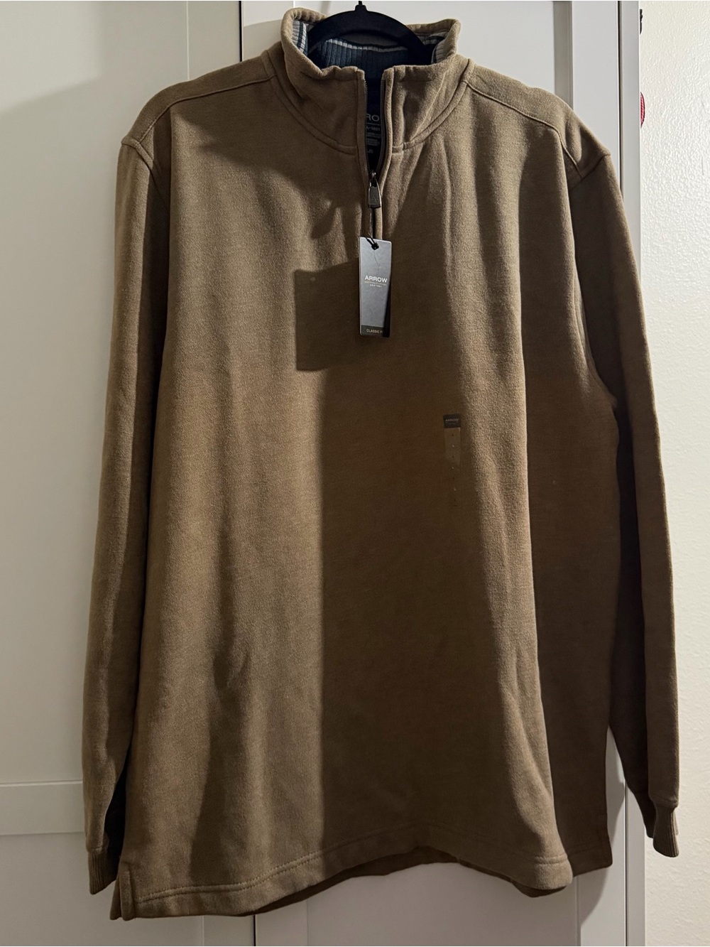 Arrow Men's Brown Green Quarter-Zip Pullover